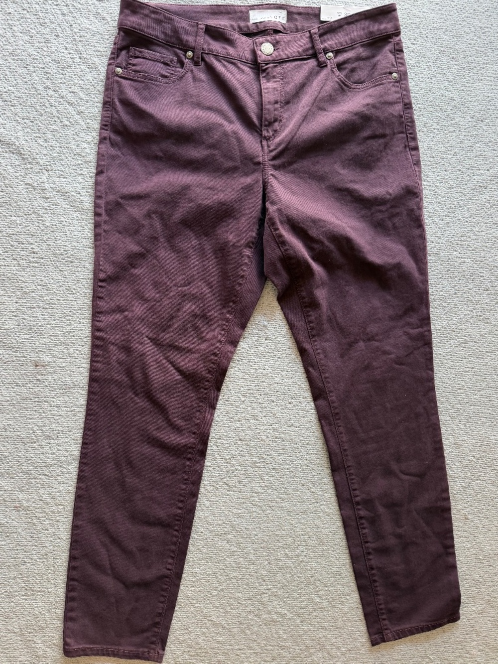 LOFT Women's Curvy Skinny Jeans Size 30 US 10 NWT Plum Purple Stretch